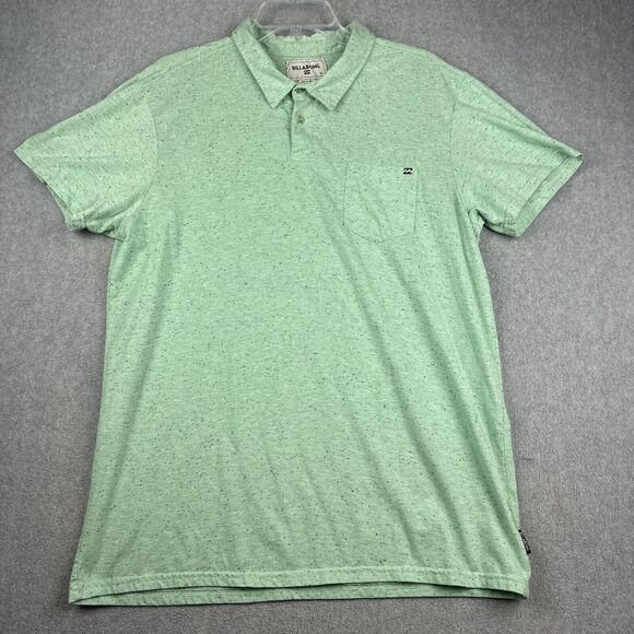 Billabong Shirt Mens‎ XL Green Polo Polka Dot Pocket Skate Surf Beach Casual - Picture 1 of 7